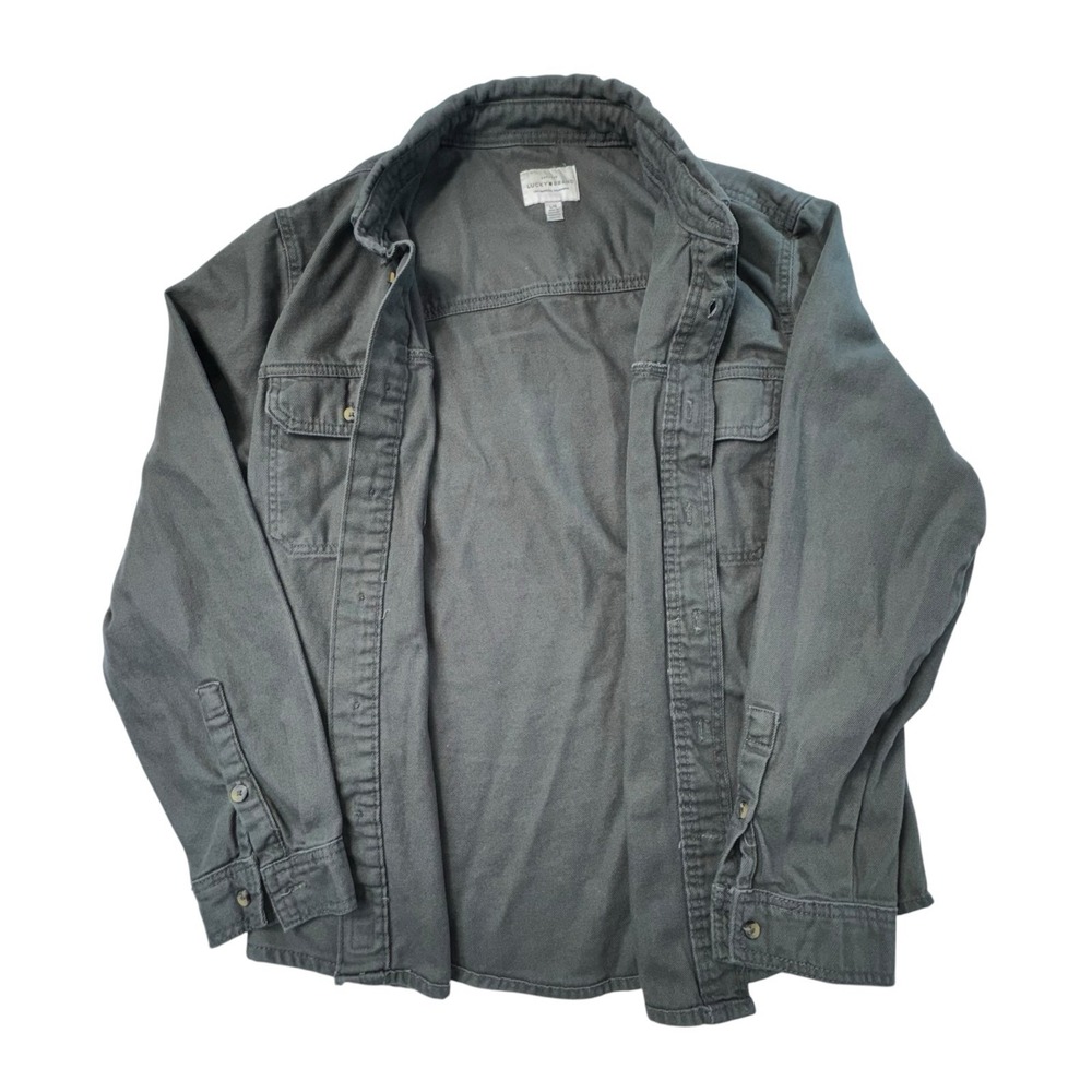 Lucky Brand 100% Cooton Button Up Long Sleeves Collard Shirt Olive Men's Large - Picture 4 of 14
